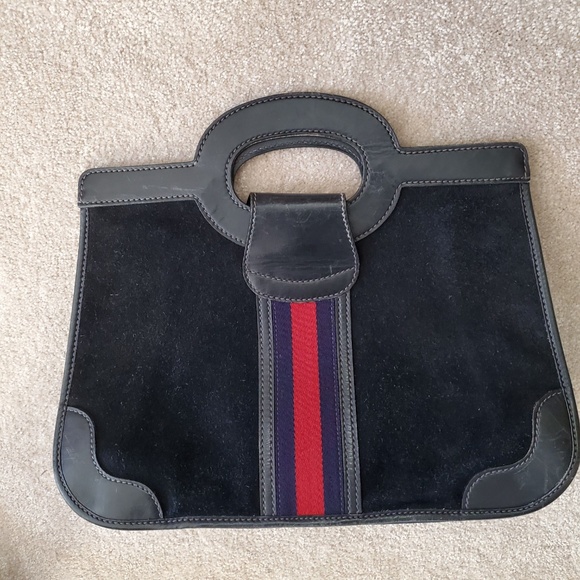 Vintage Gucci Blue Suede Handbag Purse Authentic - Picture 2 of 8